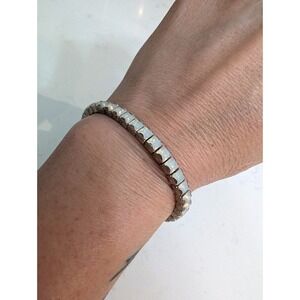 Swarovski Luxe Princess Cut‎ White Crystal Rhodium Stretch Tennis Bracelet